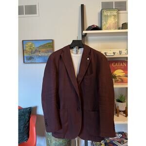 LBM 1911 Red Cotton Sport Coat - Size 56eu/44R